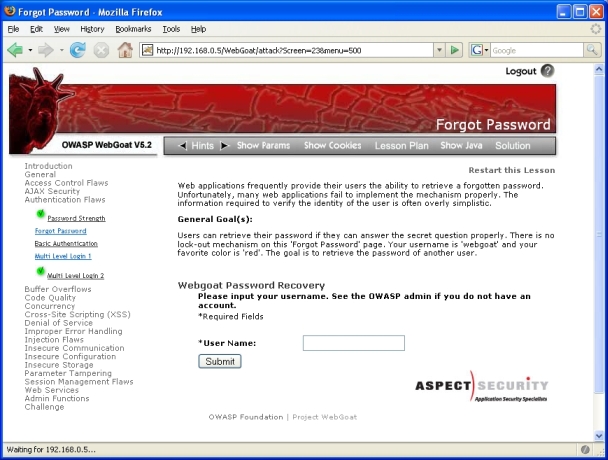 OWASP ModSecurity Securing WebGoat Forgot password javascript0.jpg