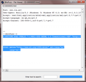 JBroFuzz Output for a Single Request/Response