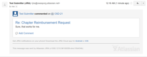 OSD notification of answer to question on payment