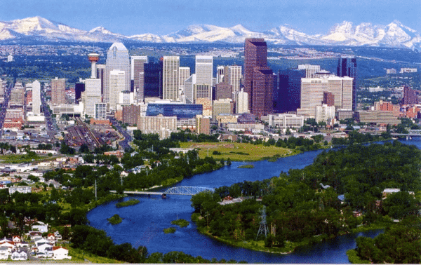 Calgary downtown w mountains.gif