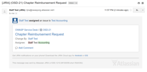 OSD accounting team assigned to reimbursement request
